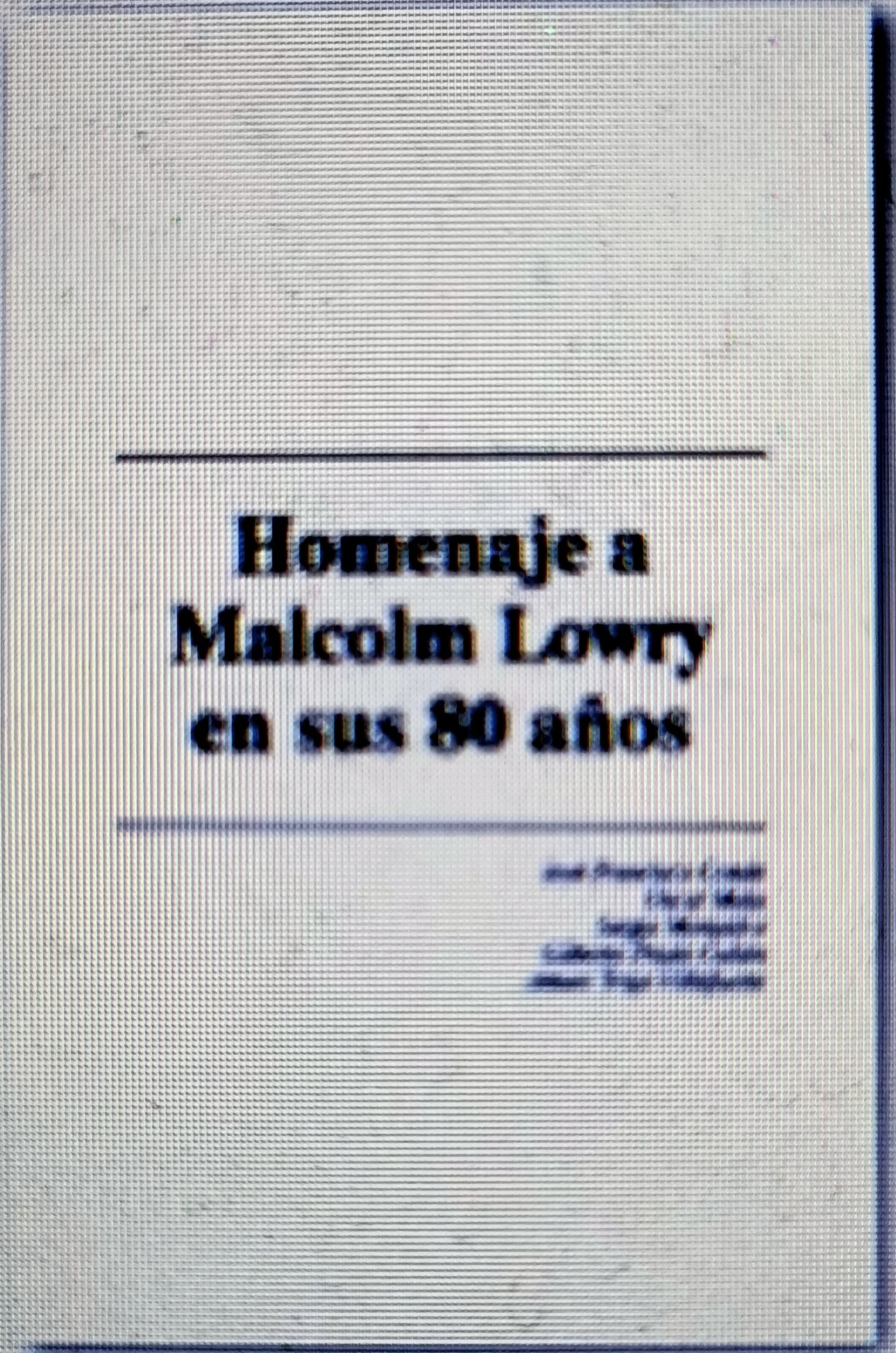 MALCOLM LOWRY (FOTO 1)