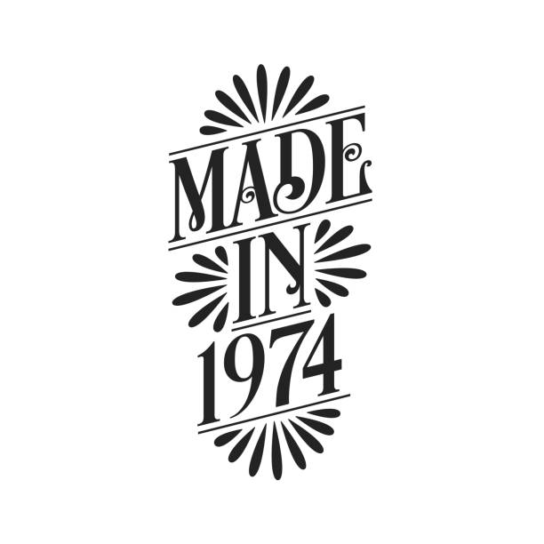 Calligraphy lettering 1974 birthday, Made in 1974